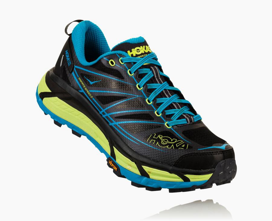 Hoka Mens Trail Shoes NZ - Hoka Mafate Speed 2 Black/Blue (FUE201467)